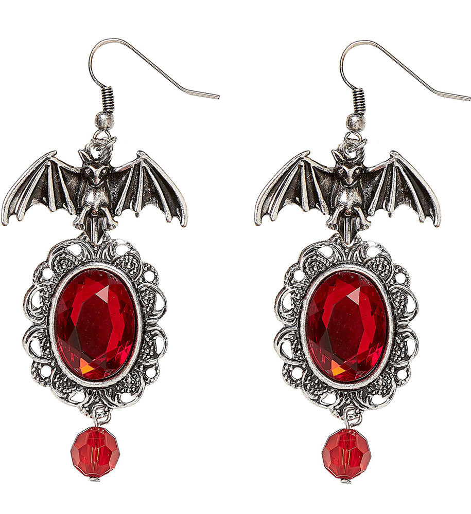 das-kost-mland-fledermaus-ohrringe-silber-rot-schmuckstein image 1