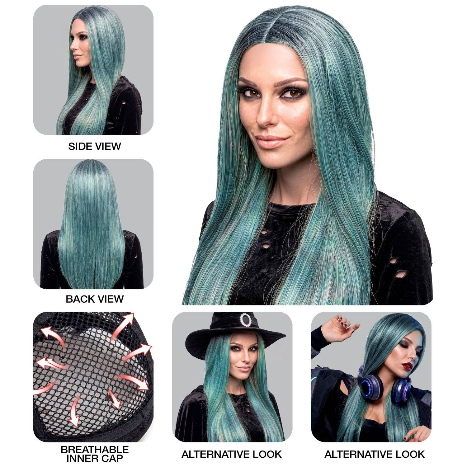 das-kost-mland-per-cke-hexe-damen-lang-grau-mintgr-n image 4