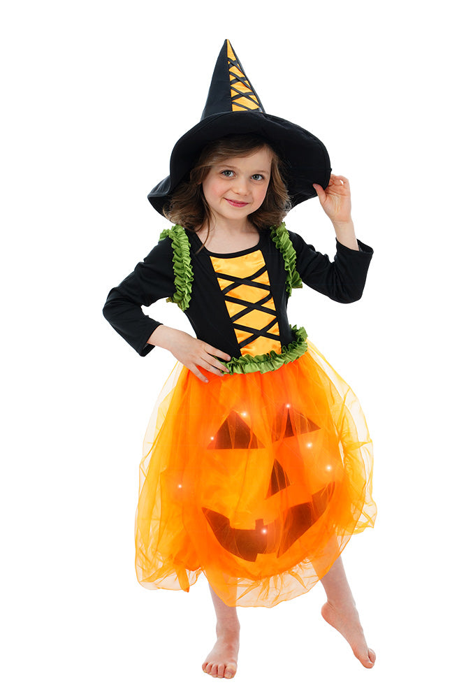 das-kost-mland-pumpkin-hexe-kost-m-m-dchen-led-schwarz-orange-128 image 2