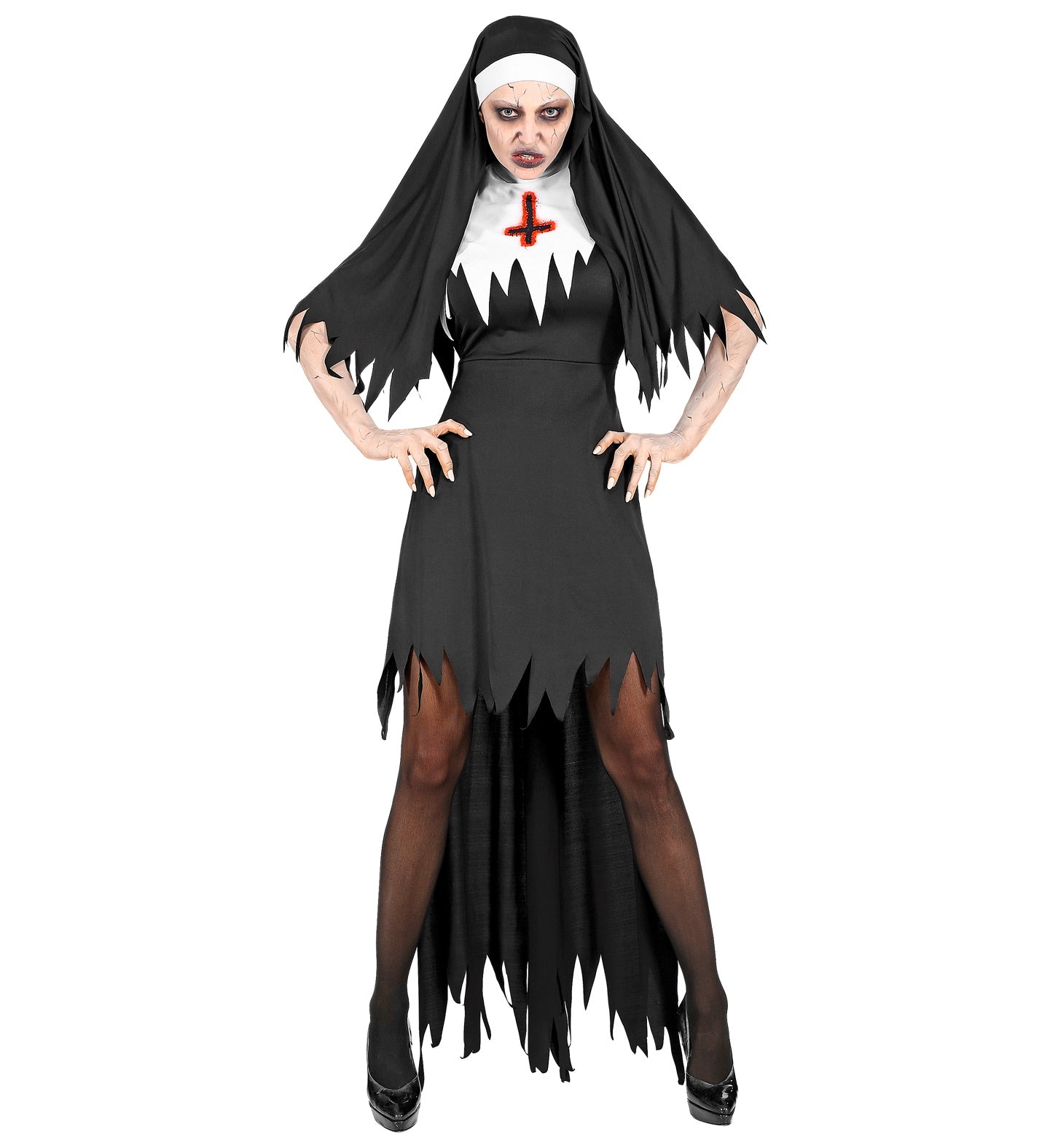 das-kost-mland-damen-horror-nonne-kost-m-schwarz-gr-e-l image 1