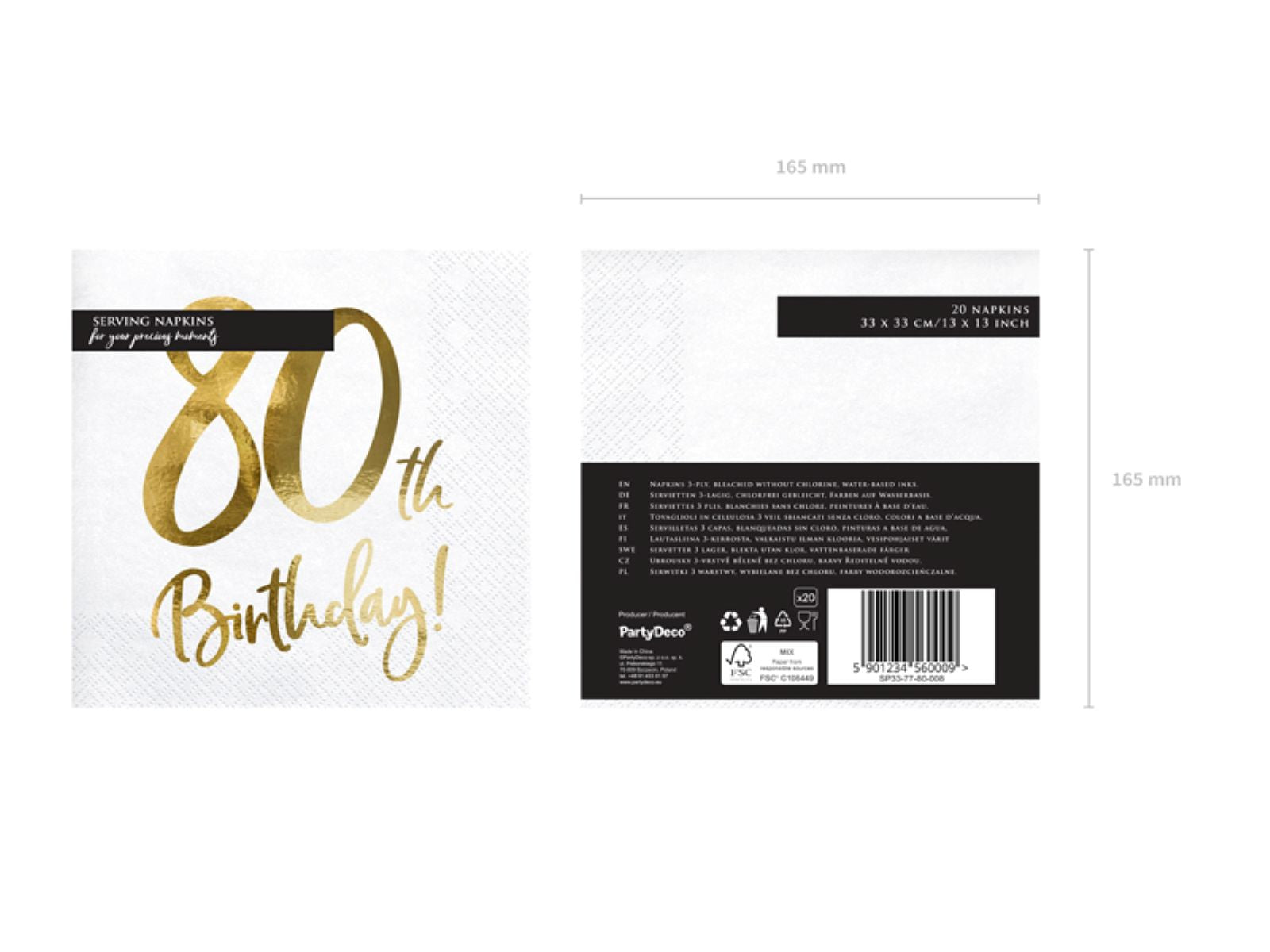 das-kost-mland-birthday-gold-servietten-80-20-stk-33-cm image 2