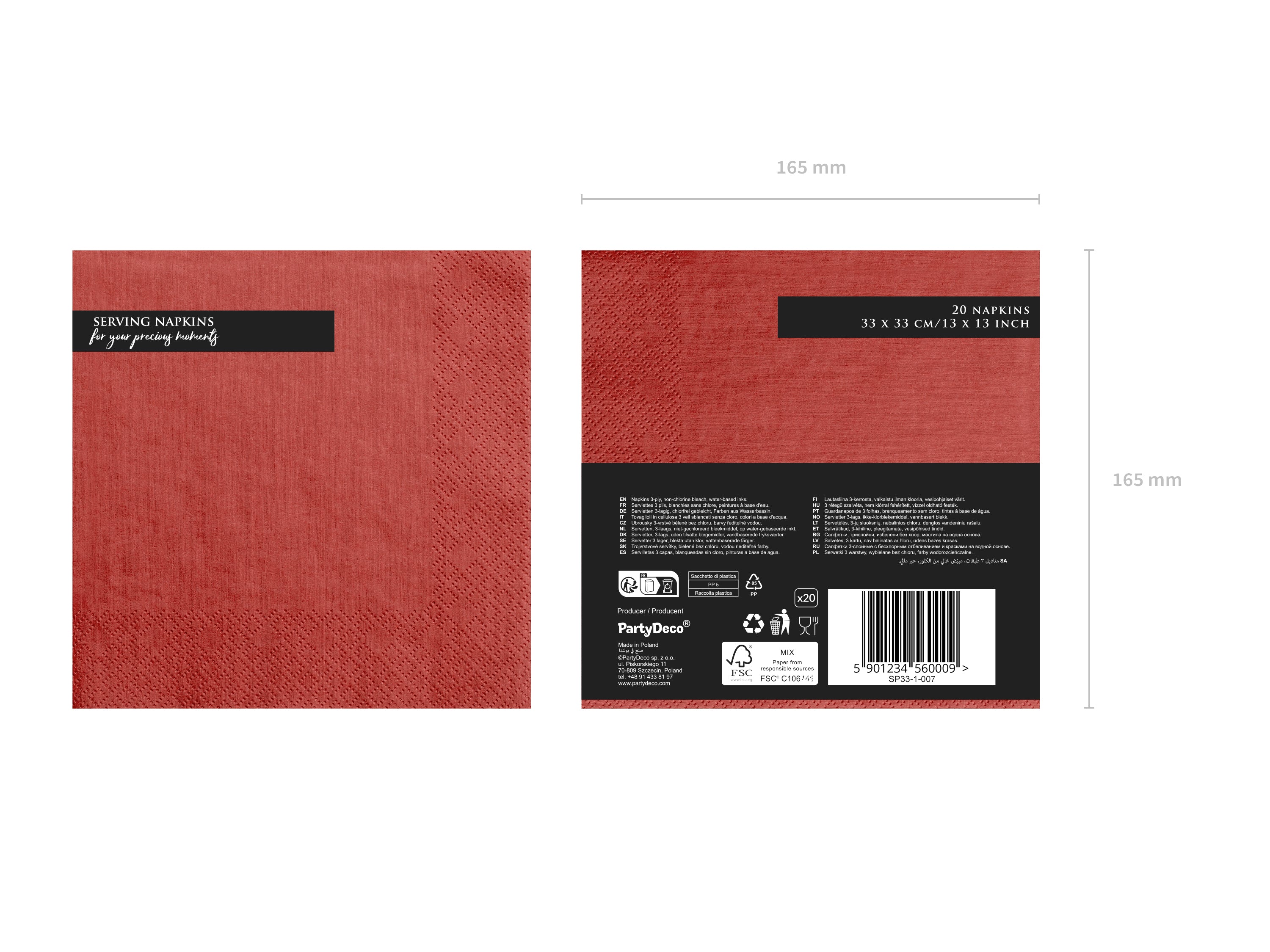 das-kost-mland-dekorationen-uni-servietten-20-stk-33x33cm-rot image 2