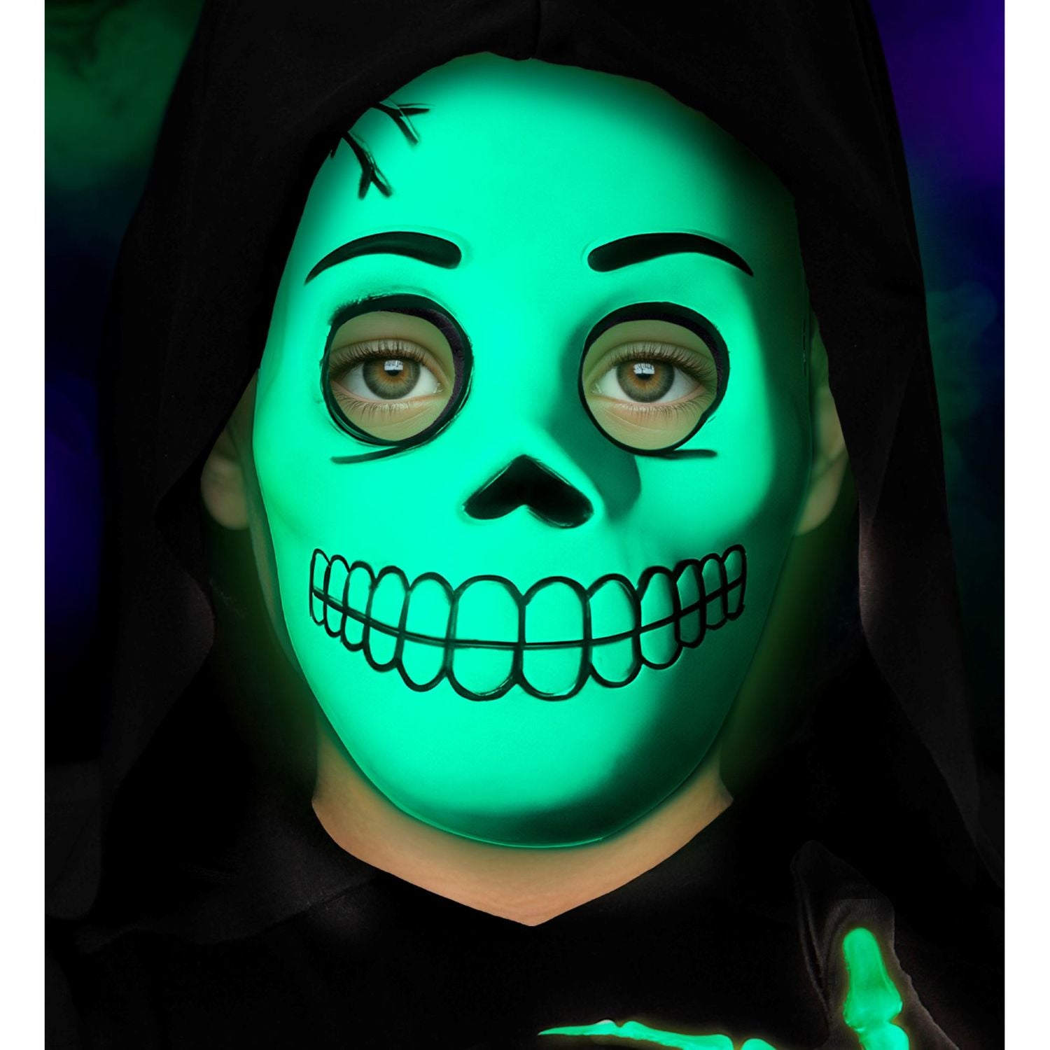 halloween-totenkopf-maske-kinder-leuchtend-wei-schwarz image 3