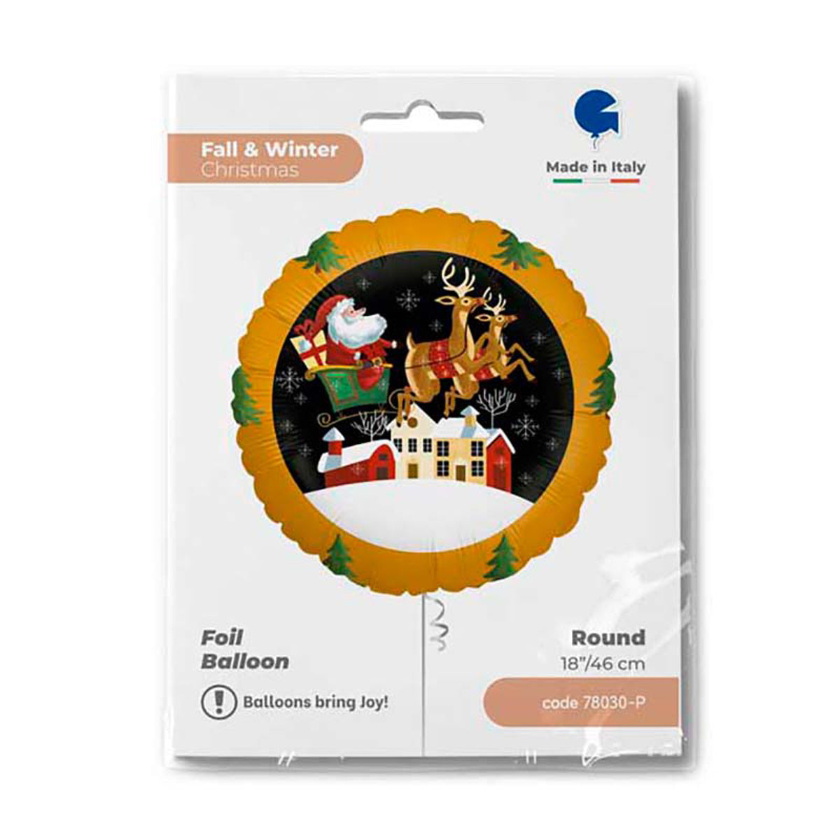 das-kost-mland-folienballon-weihnachtsmann-im-schlitten-46cm image 2