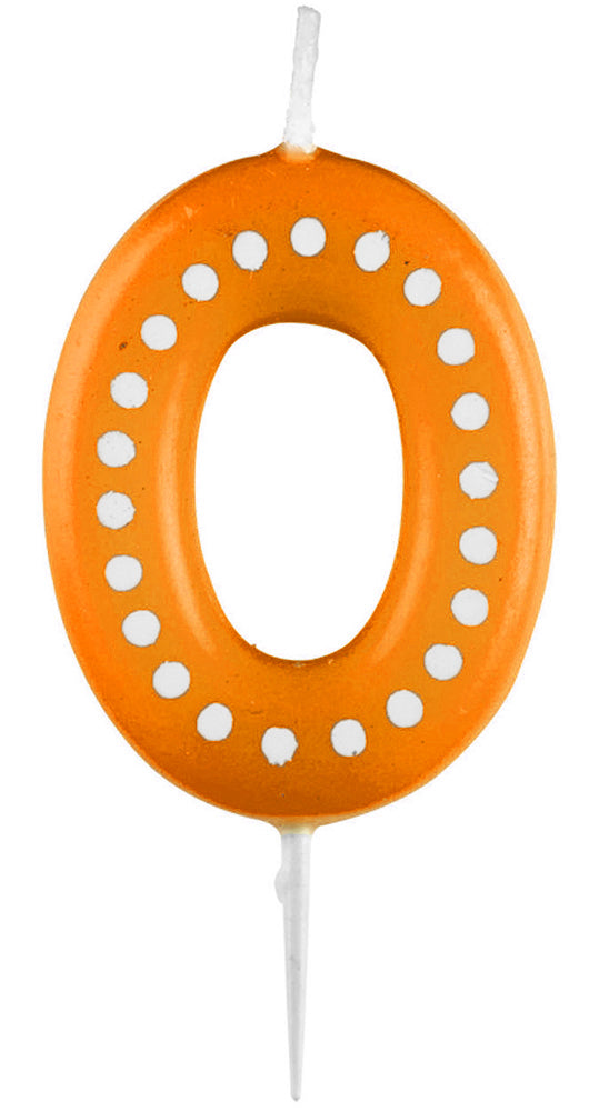 das-kost-mland-zahlenkerze-0-orange-mit-punkten-6-5-cm image 1