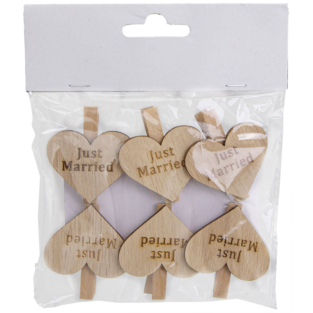 riffelmacher-dekoklammern-just-married-4-5cm-6tlg-holz image 2