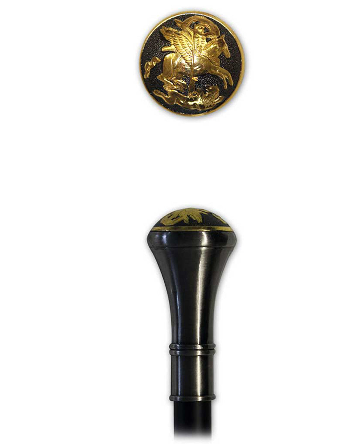 das-kost-mland-pegasus-goldknauf-gehstock-schwarz-gold-metall image 3