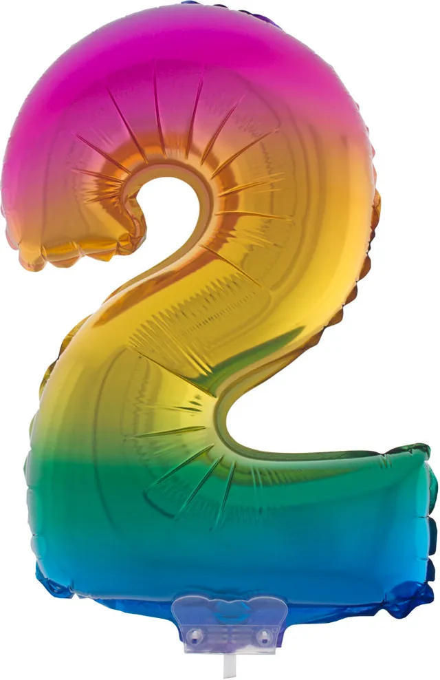 das-kost-mland-zahlen-folienballon-2-regenbogen-41-cm-mit-stab image 1