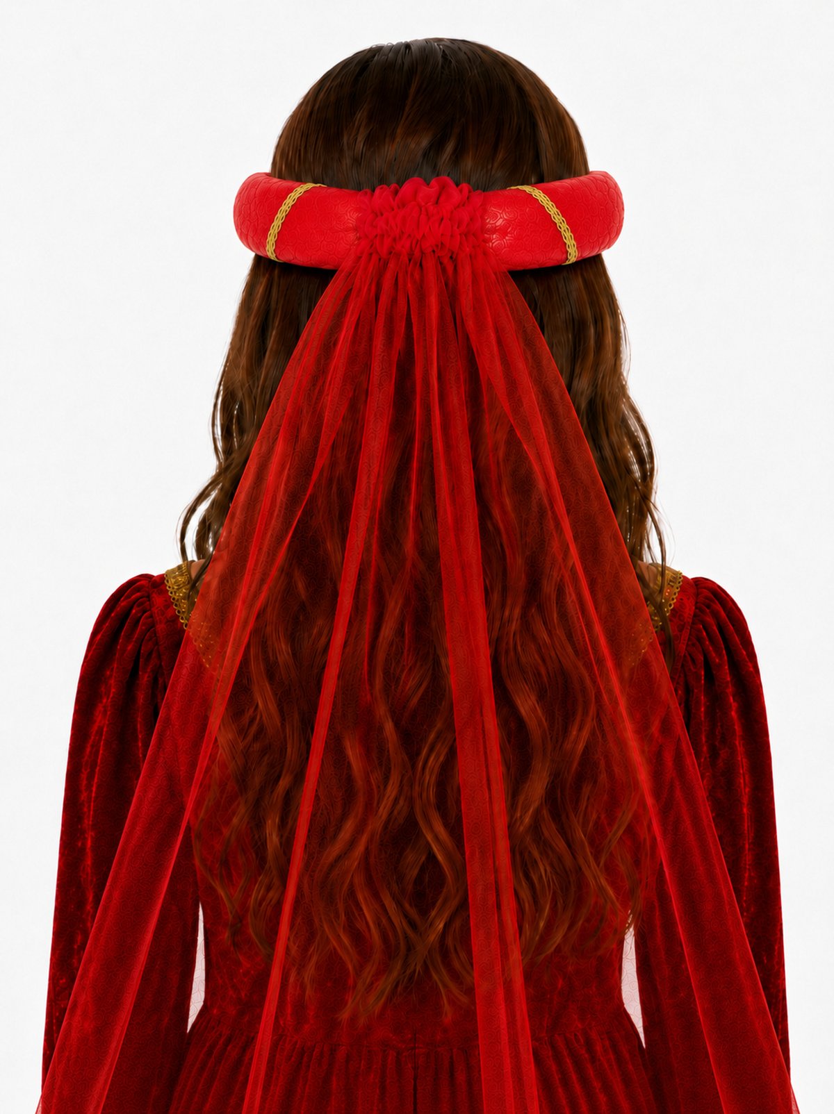 das-kost-mland-rosalin-mittelalter-haarband-m-dchen-rot-schleier image 6