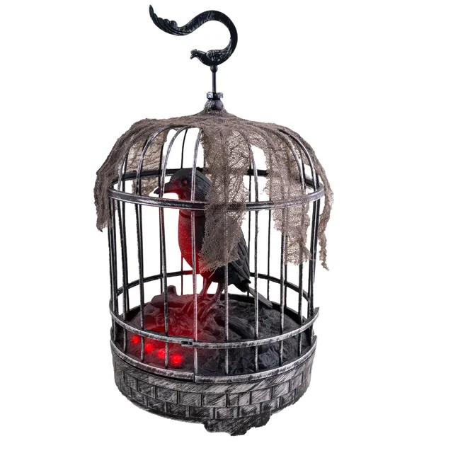 das-kost-mland-rabe-im-k-fig-animierte-halloween-deko-32-cm image 1