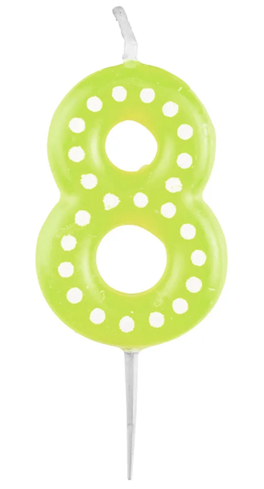 das-kost-mland-zahlenkerze-mit-punkten-gr-n-nr-8-6-5cm image 1