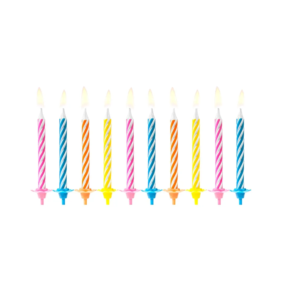 das-kost-mland-dekorationen-kerzen-gedreht-bunt-6cm-10-stk-halter image 1