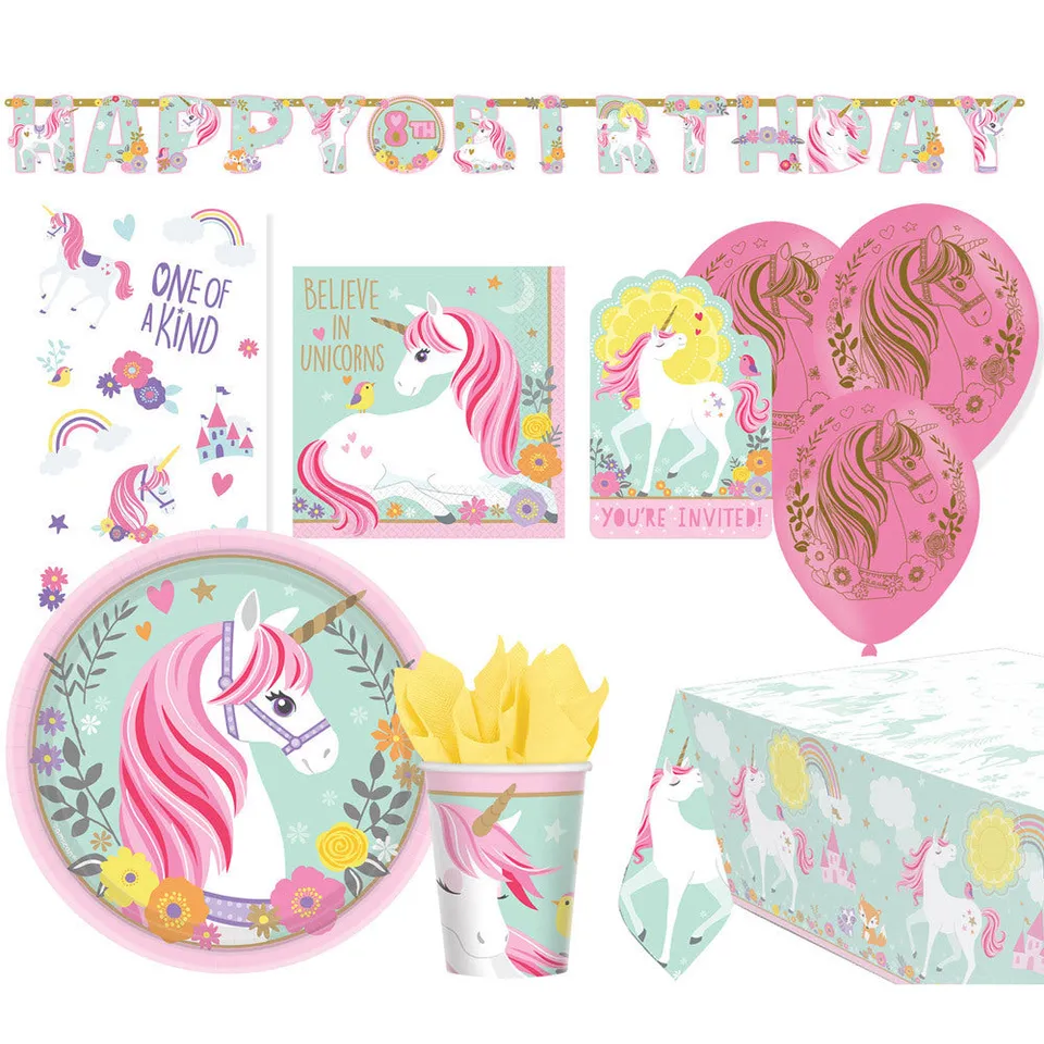amscan-magical-unicorn-trinkhalme-einhorn-party-20-cm image 1