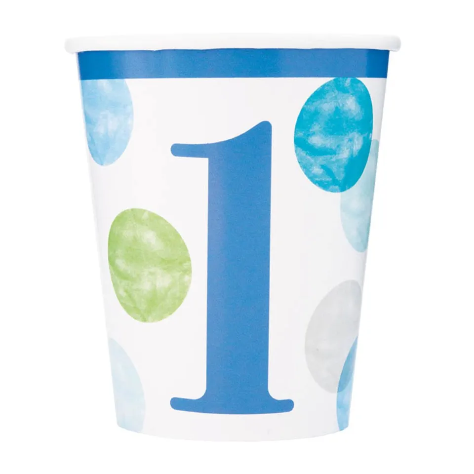 das-kost-mland-dekorationen-dots-blau-pappbecher-266ml-8stk-1st image 1
