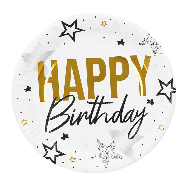 das-kost-mland-dekorationen-pappteller-happy-birthday-gold-8er image 1