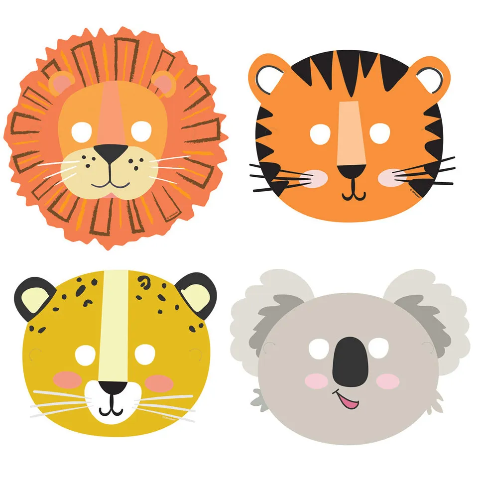 get-wild-safari-tiermasken-8-st-ck-kinder-partyset image 1