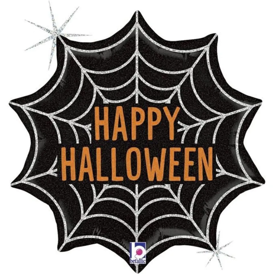 das-kost-mland-dekorationen-folienballon-halloween-spider-web-holo-46-cm image 1
