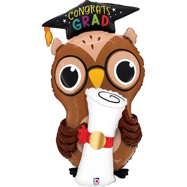 folienballon-eule-congrats-grad-76cm-shape-ballon-deko image 1