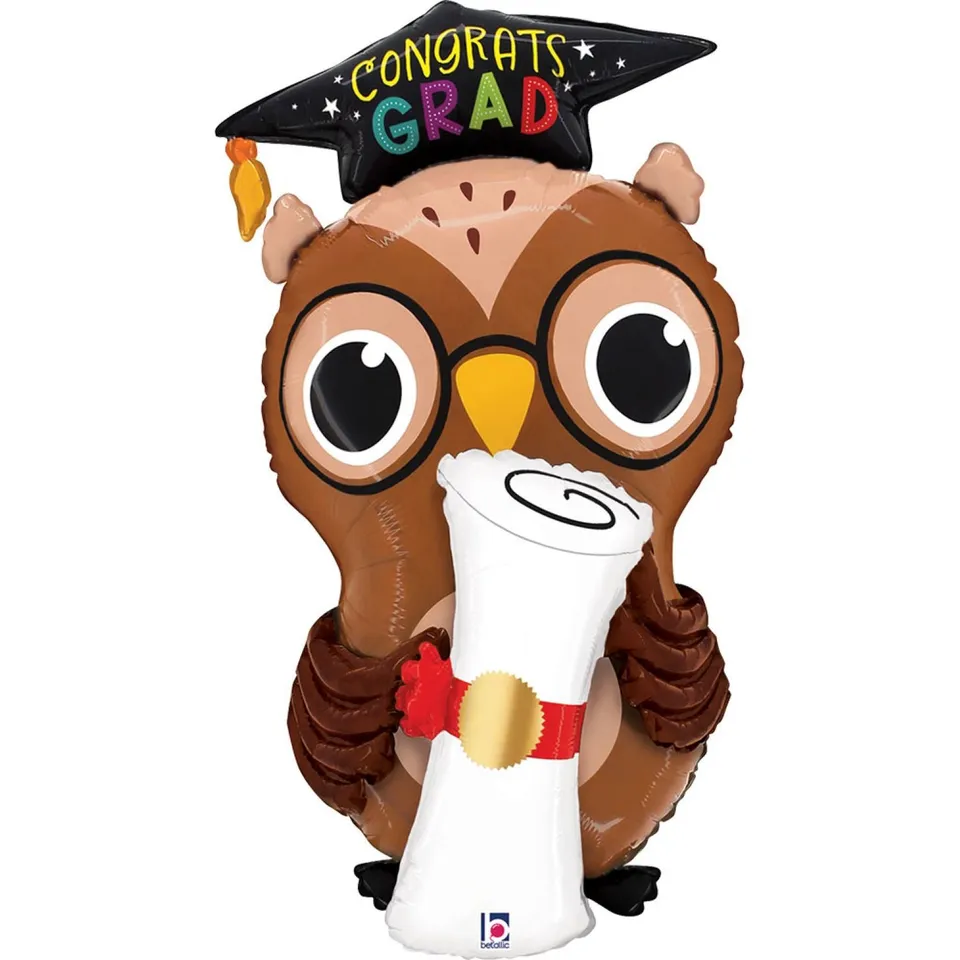 folienballon-eule-congrats-grad-76cm-shape-ballon-deko image 1