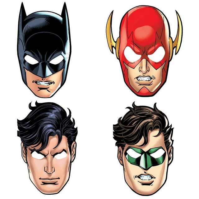 das-kost-mland-justice-league-maske-pappe-8-stk-bunt image 1