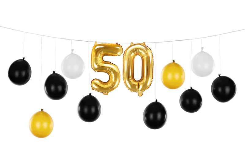 das-kost-mland-ballongirlande-3in1-schwarz-gold-50-geburtstag image 1