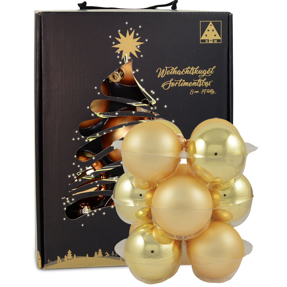riffelmacher-26270-weihnachtskugeln-14-stk-8cm-gold-glas image 1