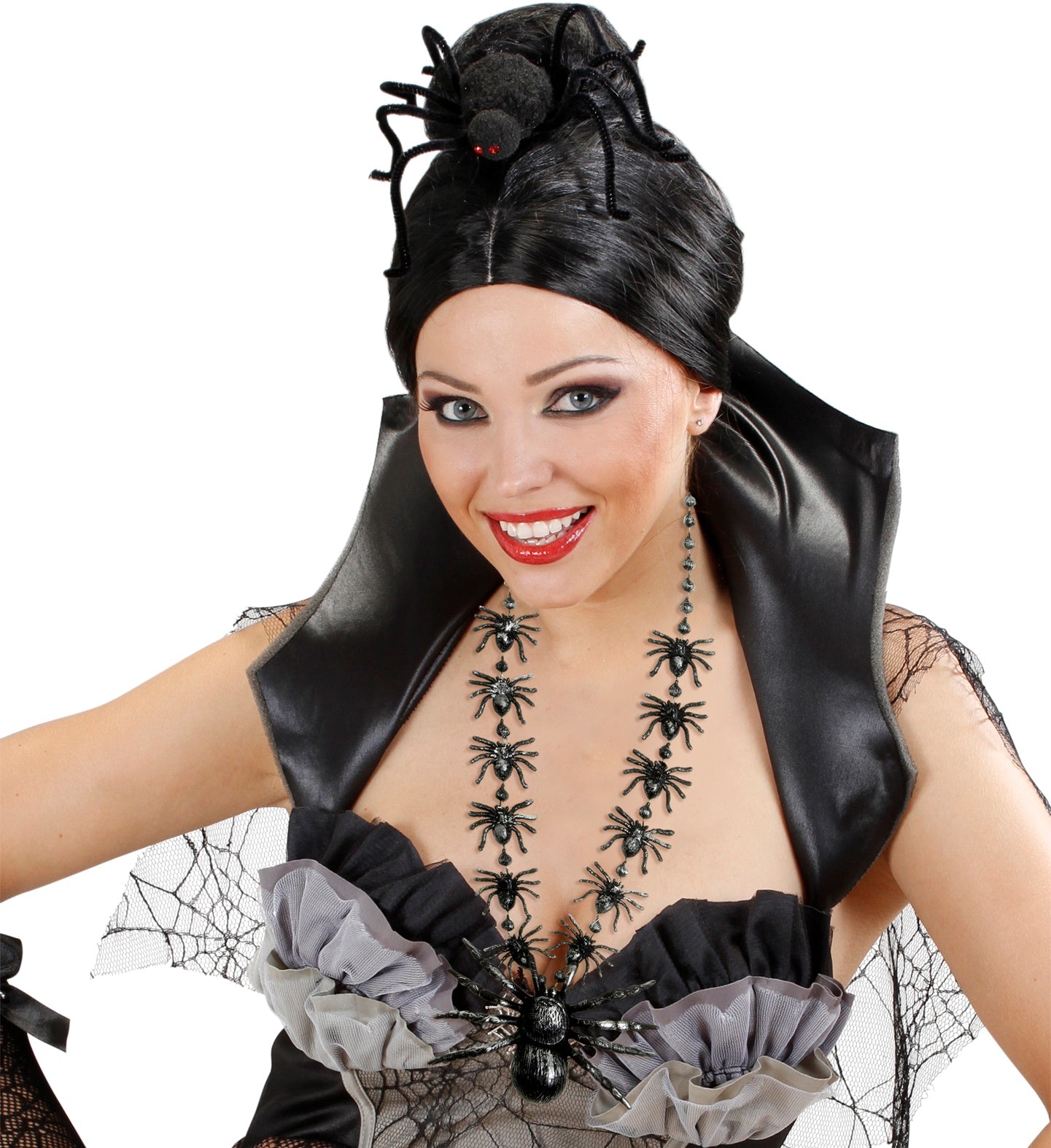 das-kost-mland-schwarze-spinnen-halskette-40cm-halloween image 3
