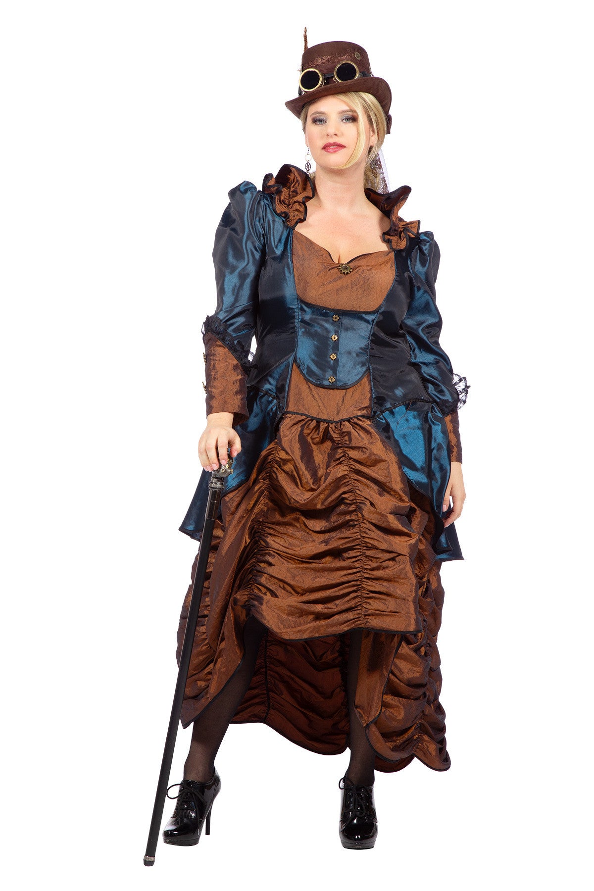 steampunk-lady-blue-kost-m-kleid-damen-blau-braun-320341 image 4