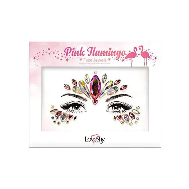 loveshy-pink-flamingo-face-jewels-selbstklebende-glitzersteine-silber image 1