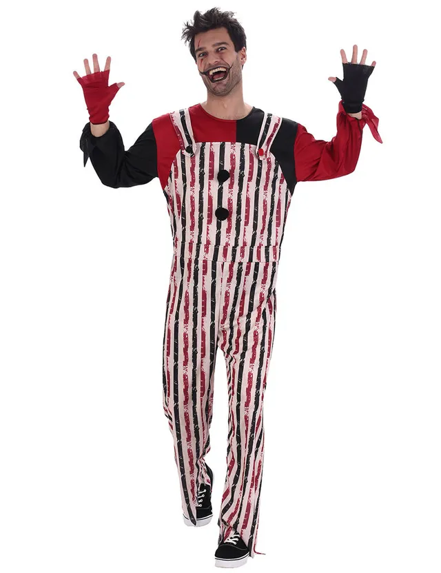 das-kost-mland-herren-horror-clown-anzug-striped-rot-schwarz-l image 1