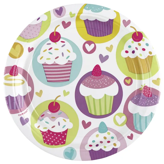 cupcake-party-teller-8-st-ck-pappteller-deko image 1