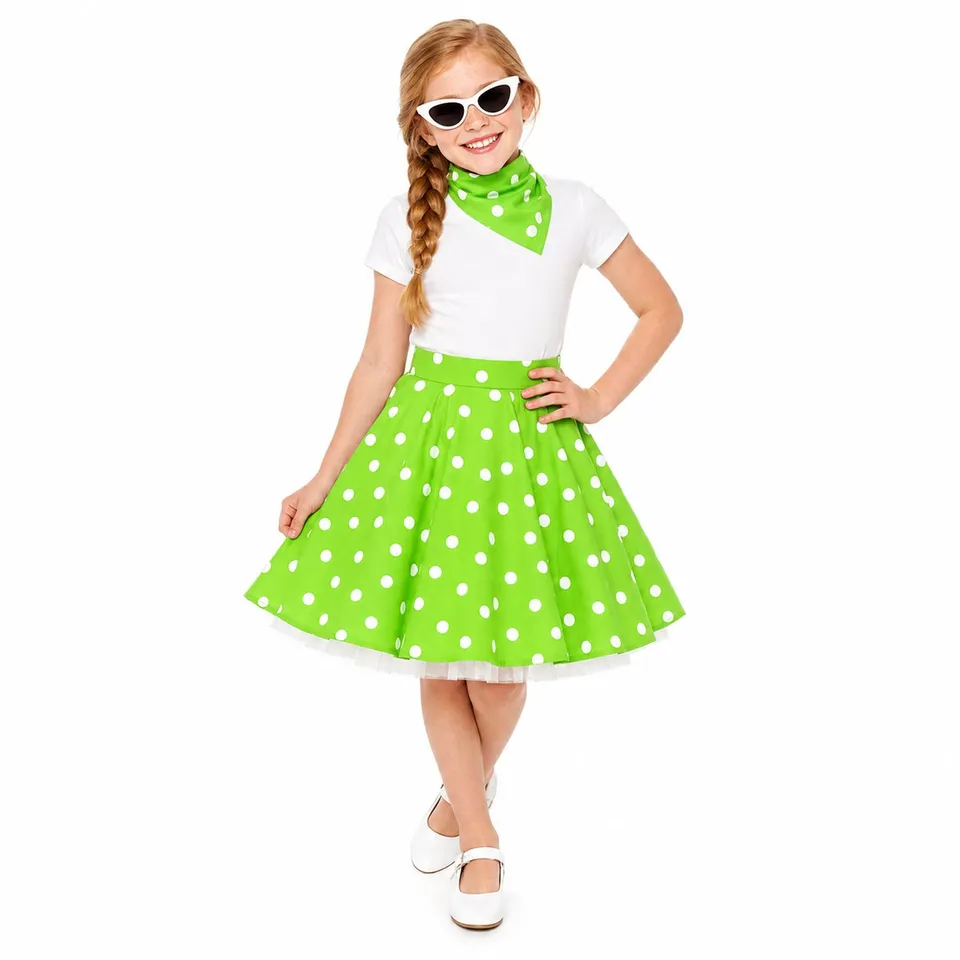 das-kost-mland-accessoires-50er-jahre-kost-m-kinder-tellerrock-set-gr-n-128 image 1