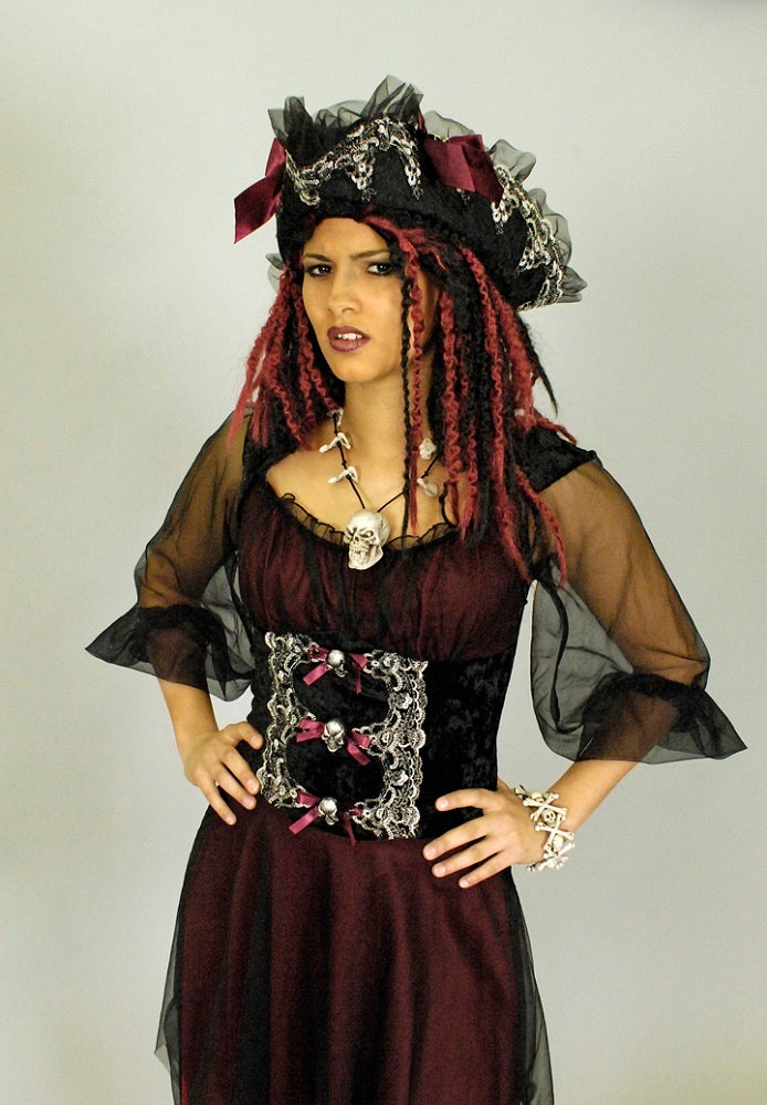 das-kost-mland-piratin-abigail-kost-m-kleid-mit-hut-dunkelrot image 3