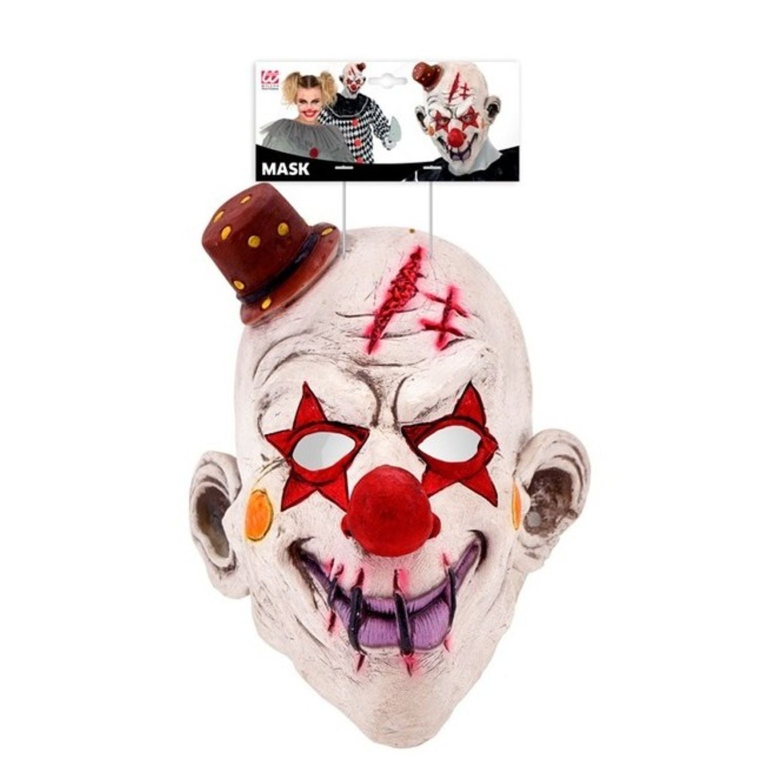 das-kost-mland-accessoires-maske-killerclown-mit-minihut-vollkopfmaske image 2