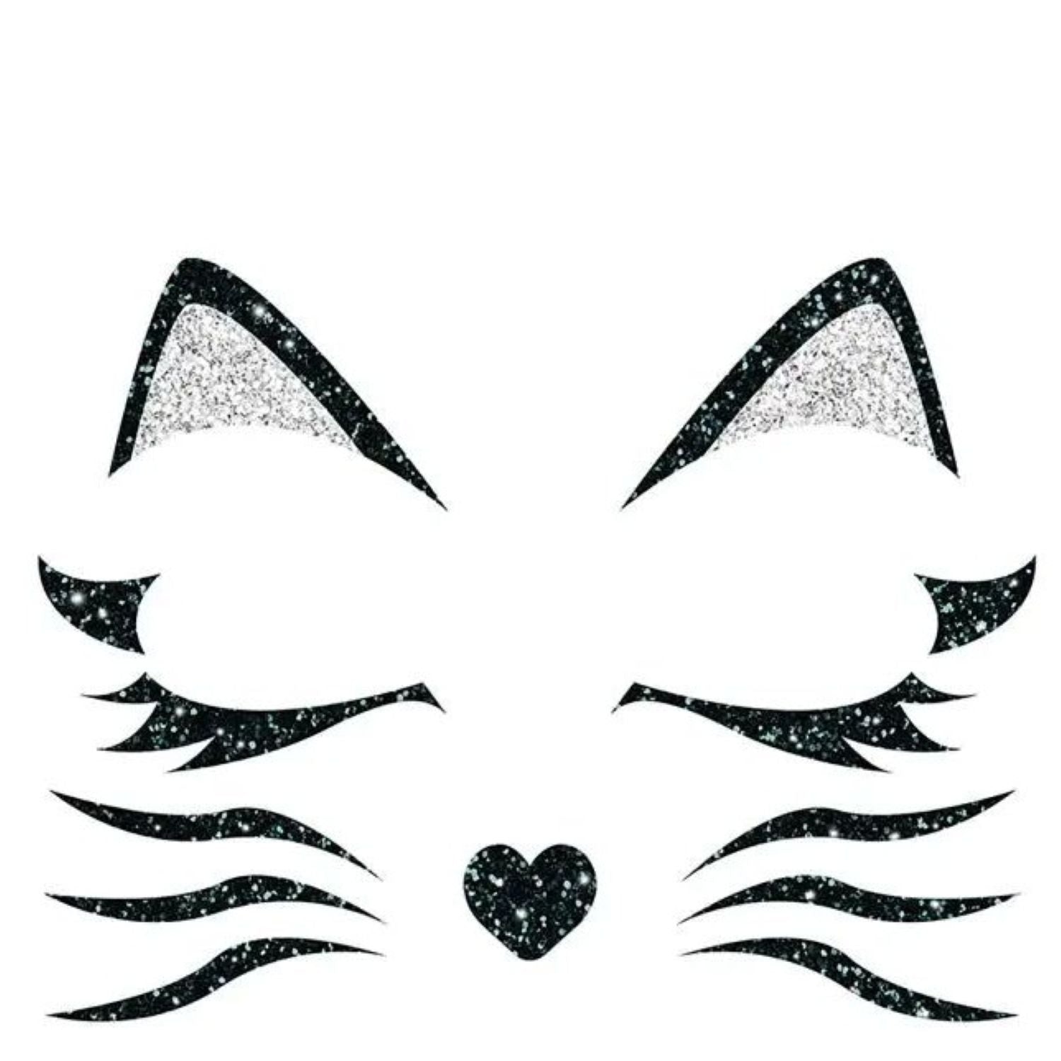 das-kost-mland-accessoires-face-art-katze-gesichtsticker-glitzer-20x20cm image 2