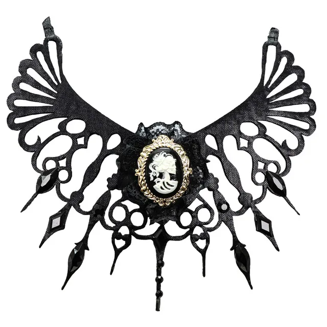 das-kost-mland-gothik-medaillon-totenkopf-braut-choker-schwarz image 1