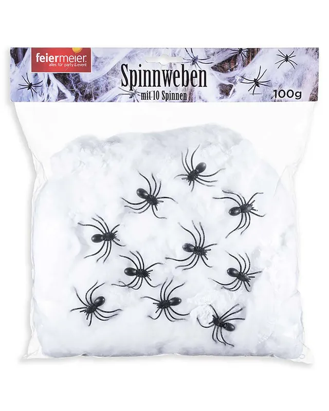 das-kost-mland-dekorationen-halloween-spinnweben-100g-10-spinnen image 1