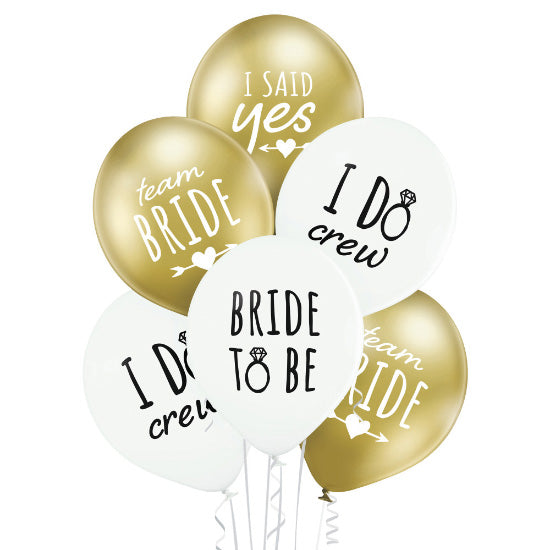 das-kost-mland-bride-to-be-luftballon-wei-gold-30cm-6-stk image 1