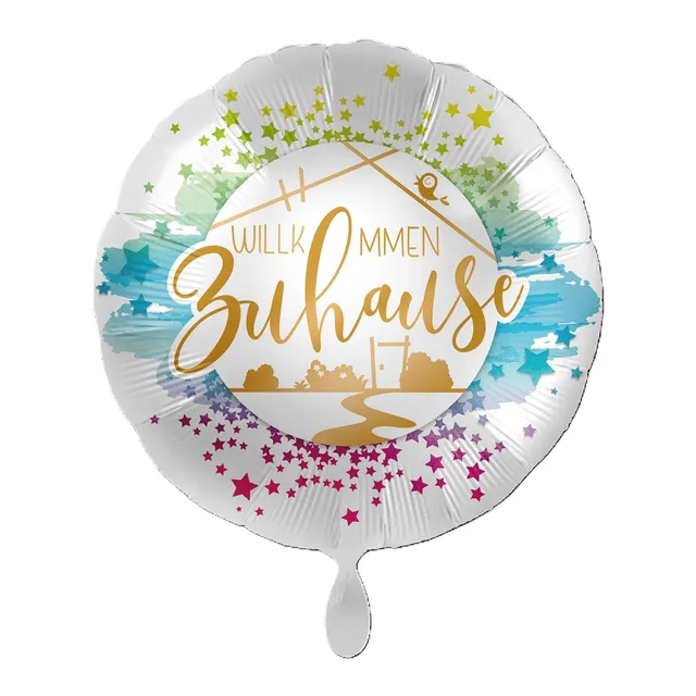 das-kost-mland-folienballon-willkommen-zuhause-sterne-43cm image 1