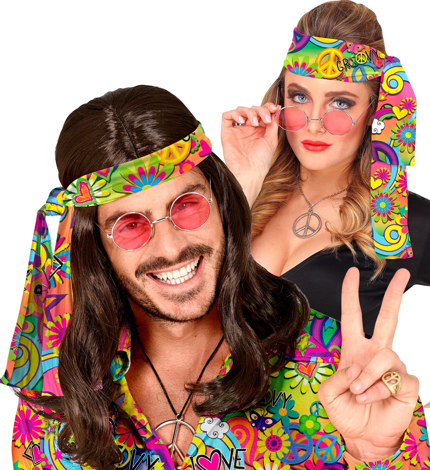 das-kost-mland-accessoires-60er-stirnband-peace-love-mehrfarbig image 3