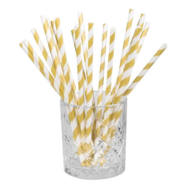 das-kost-mland-papierstrohhalme-gold-wei-20x20cm-20stk image 1