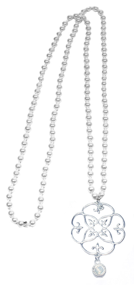 das-kost-mland-dekorationen-perlenkette-lang-88cm-silber-ornament image 2