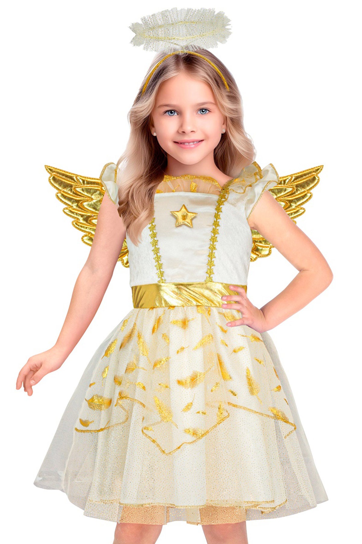 das-kost-mland-engel-kost-m-kinder-wei-gold-kleid-fl-gel-gr-116 image 3