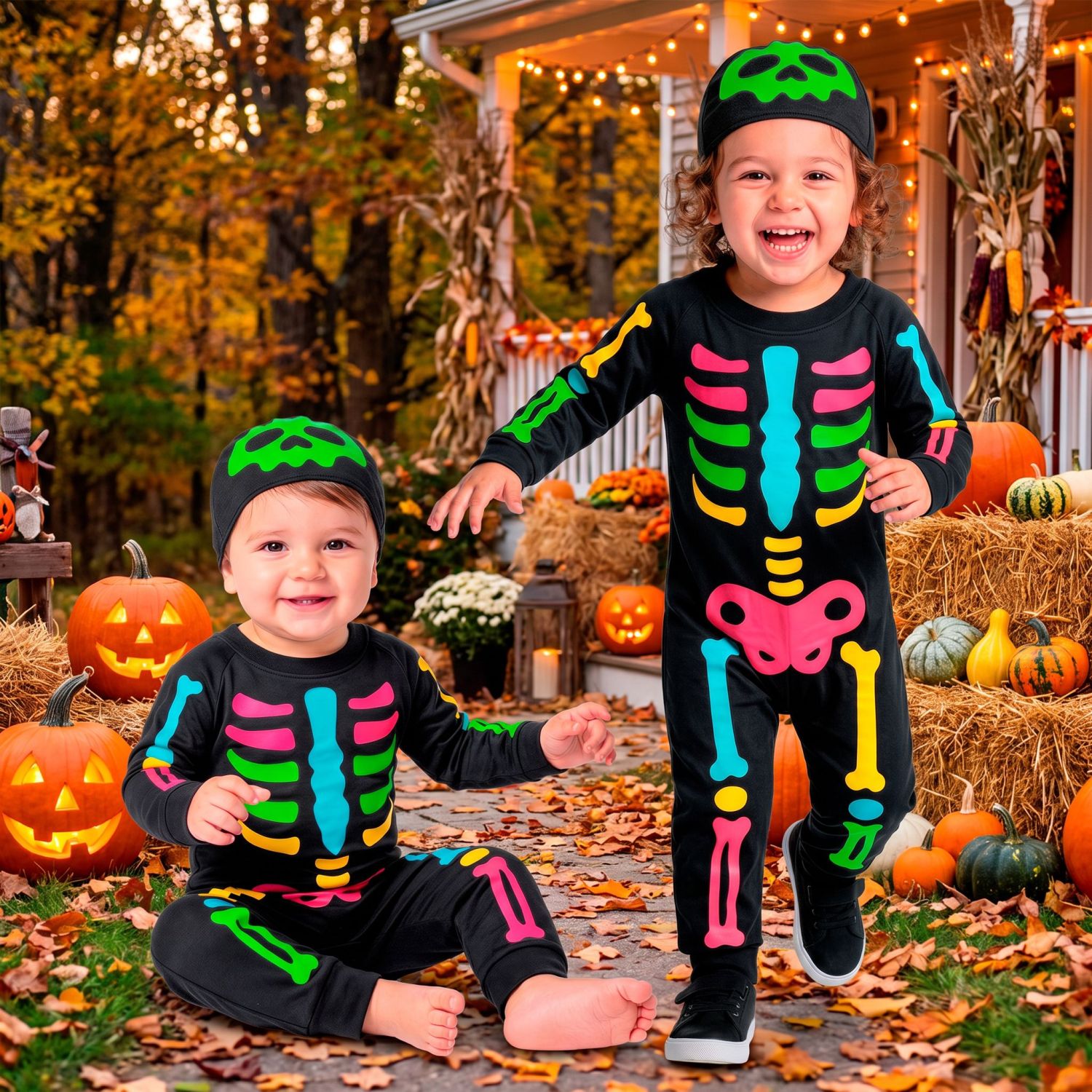 das-kost-mland-jungen-buntes-skelett-babykost-m-mit-m-tze image 6