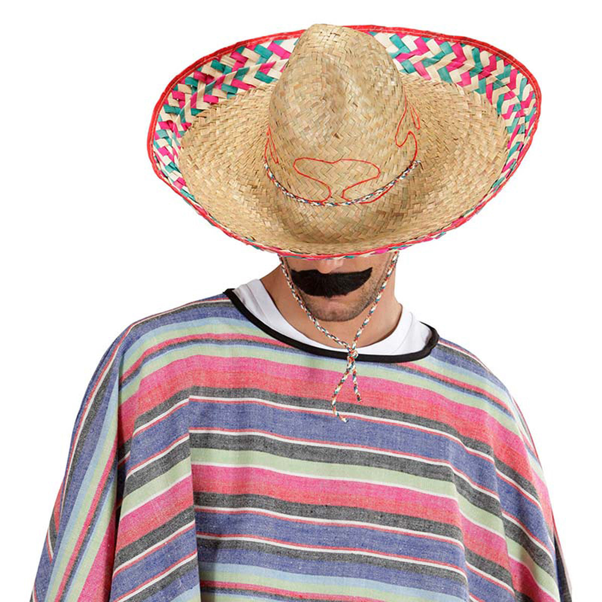 das-kost-mland-mexikanischer-sombrero-52cm-natur-bunt-partyhut image 4