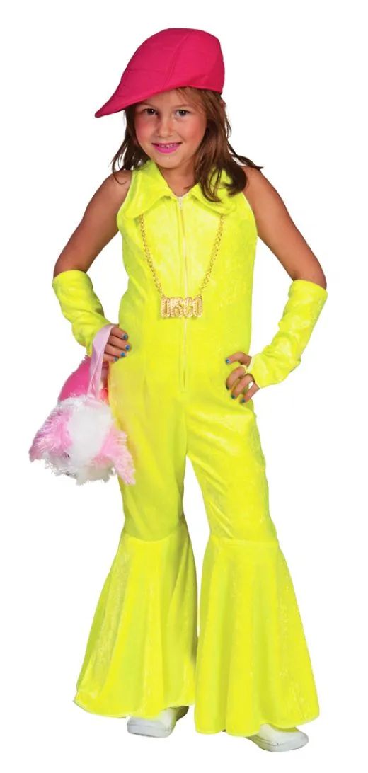 das-kost-mland-hippie-girl-disco-overall-m-dchen-neon-gelb-128 image 1
