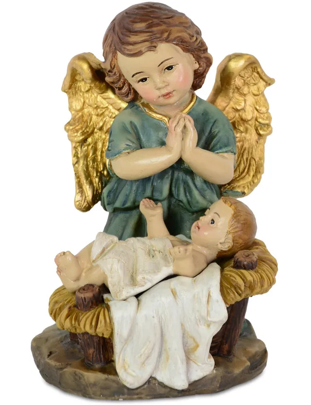 das-kost-mland-schutzengel-jesuskind-krippenfigur-10cm-blau image 1