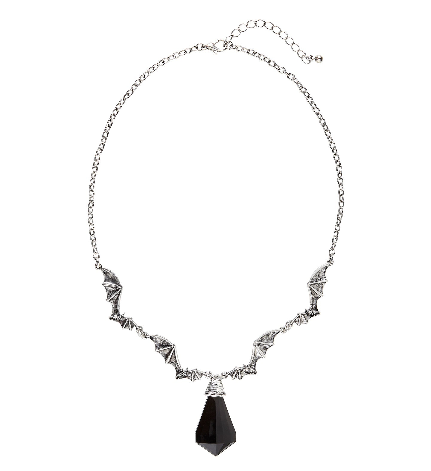 das-kost-mland-accessoires-halskette-fledermaus-silber-schwarz image 2