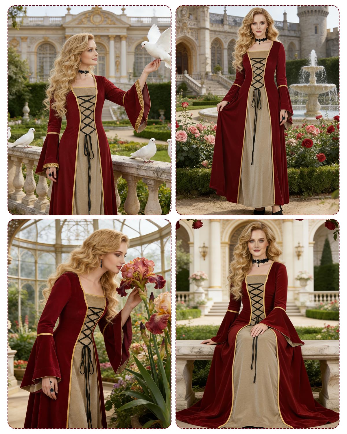 heitoyi-samtkleid-rot-mittelalter-kost-m-damen-samt image 7