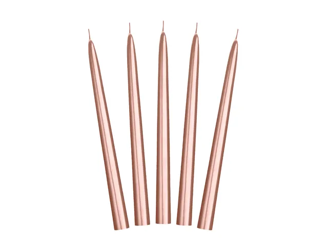 das-kost-mland-spitzkerzen-24cm-ros-gold-metallic-10-st-ck image 1